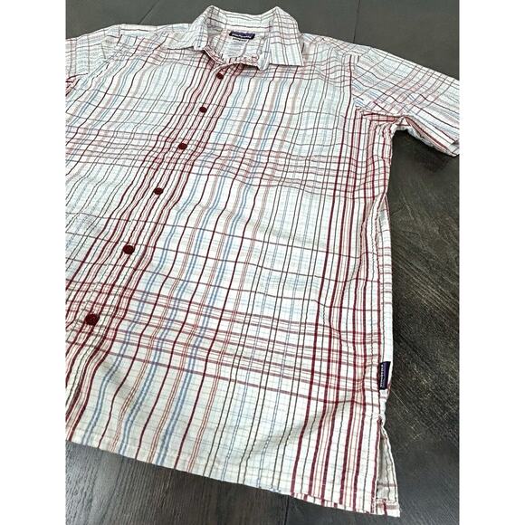 Patagonia Button Up Shirt Puckerware Seersucker Plaid Check Short Sleeve Large - Picture 3 of 11